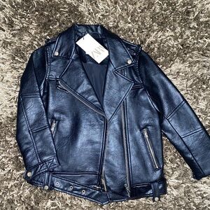 Zara Navy girls Leather Jacket